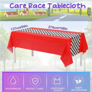 Lnkdeya Hot Cars Birthday Party Decoration - Race Cars Checked Birthday Balloon Garland Kit Cars Racing Backdrop Tablecloth