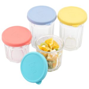 purekra 4 pack silicone replacement lids for luminarc working glass, bpa free storage covers fit 14 ounce dof & 21 ounce dof & 23.25 ounce coolers, dishwasher & microwave & freezer safe