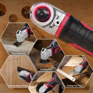 AVID POWER Cordless Oscillating Tool 20V Battery Powered Oscillating Multitool with 2.8° Oscillation Angle, Variable Speed Oscillating Saw w/ 31Pcs Accessories for Scraping/Cutting & Sanding - Red