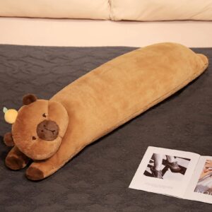 NXNYNZ Long Capybara Plush Pillow, Cute Brown 35.4inches Capybara Stuffed Animals Plushie Sleeping Hugging Body Pillow, Kawaii Capybara Soft Doll Toy with Orange Birthday Gift for Kids Girlfriend