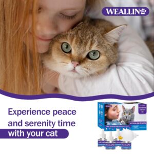 WEALLIN Cat Pheromones Calming Diffuser - Cat Calming Diffuser Kit Relieve Anxiety & Stress - 5-in-1 Cat Pheromone Diffuser Kit with 1 Diffuser + 4 Refill 48ml Vial-120 Days of Comfort and Relaxation