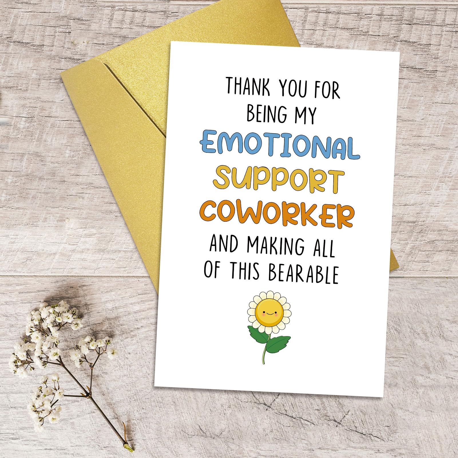 Qiliji Funny Coworker Greeting Card, Coworker Birthday Card, Birthday Card for Colleague, Coworker Thank You Card, Emotional Support Coworker Card