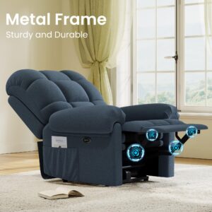 Welzona 2024 New Power Recliner Chair for Adults, Adjustable Electric Chair Power Reclining Sofa, USB Port, Ultra-Comfy Teddy Fleece Recliner for Living Room, Tool-Less Assembly Single Sofa, Blue Gray