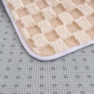 Aimuan Checkered Print Area Rug Cute Checkerboard Rugs Soft Shaggy Carpets Back Non-Slip Mat for Kids Bedroom Living Room Nursery Home Decor (Beige,3x5 Feet)