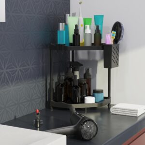 JRK Technology Kitchen Corner Shelf Countertop 2 Tier Bathroom Corner Counter Organizer Cabinet Corner Storage Shelf Spice Rack Kitchen Countertop Organizer Black