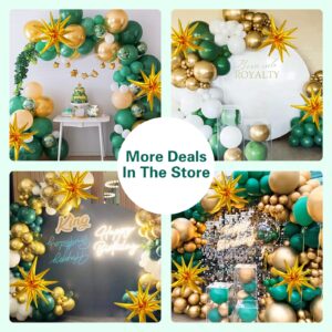 137Pcs Green and Gold Balloons Garland Arch Kit with Stars - 5 10 12 18 inch Dark Green Gold Confetti Latex Balloons for Birthday Baby Shower Emerald Green Jungle Party Decorations