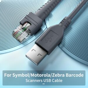 (2PCS) 9.84ft Coiled Scanner Charger Cable for Symbol/Zebra/Motorola DS9208 USB Cable CBA-U01-S07ZAR LS2208 LS4278 LS3578 DS2208 DS6878 DS9808 DS8108 DS8178 DS9308 DS9908 STB4278 LI4278 USB Cable Cord