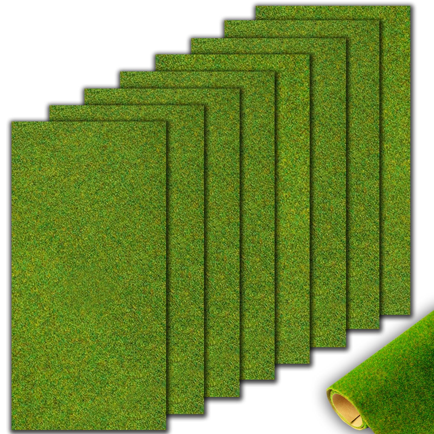 QuarenDen Fairy Garden Grass, 8Pcs, Model Grass Mat, 12×6Inch for Miniature Ornament Garden Grass Dollhouse DIY, Fairy Scenery Model Grass DIY