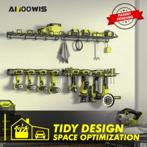 Amoowis Power Tool Organizer, Max 100lb load & Assembly-free, 8 Slots 2 Layer Heavy Duty Metal, Drill Holder Wall Mounted Tool Storage Rack in Garage/Workshop/Pegboard Suitable for giving for men