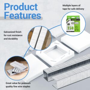 meite T50 Staples, 9/16 Inch Heavy Duty Staples for Staple Gun, 20 Gauge 3/8 Inch Crown Galvanized Upholstery Staples Staple Gun Staples (1,512 Counts)