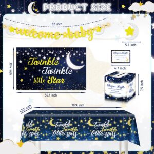 202pcs Twinkle Twinkle Little Star Baby Shower Decorations, Twinkle Twinkle Little Star Gender Reveal Decorations, Navy Blue White Gold Moon and Stars Baby Shower Decorations for Baby Gender Reveal