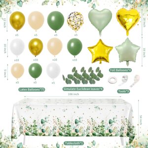 Sage Green Birthday Party Decoration Green Birthday Party Supplies for Boys Girls Happy Birthday Backdrop Tablecloth Balloon Arch Butterfly Stickers for Women Adult Birthday Decor Neutral Baby Shower