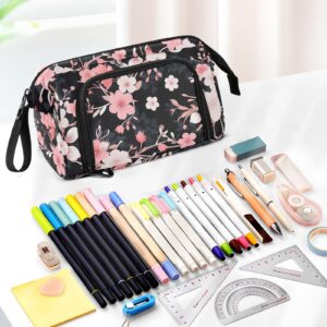 Generic Cherry Blossom Floral Large Pencil Case Pouch Pen Case for Girls Boys Adults Big Capacity Portable Pen Case Bag with Zipper Pencil Cases Pouches for Study Middle School Office College Desk