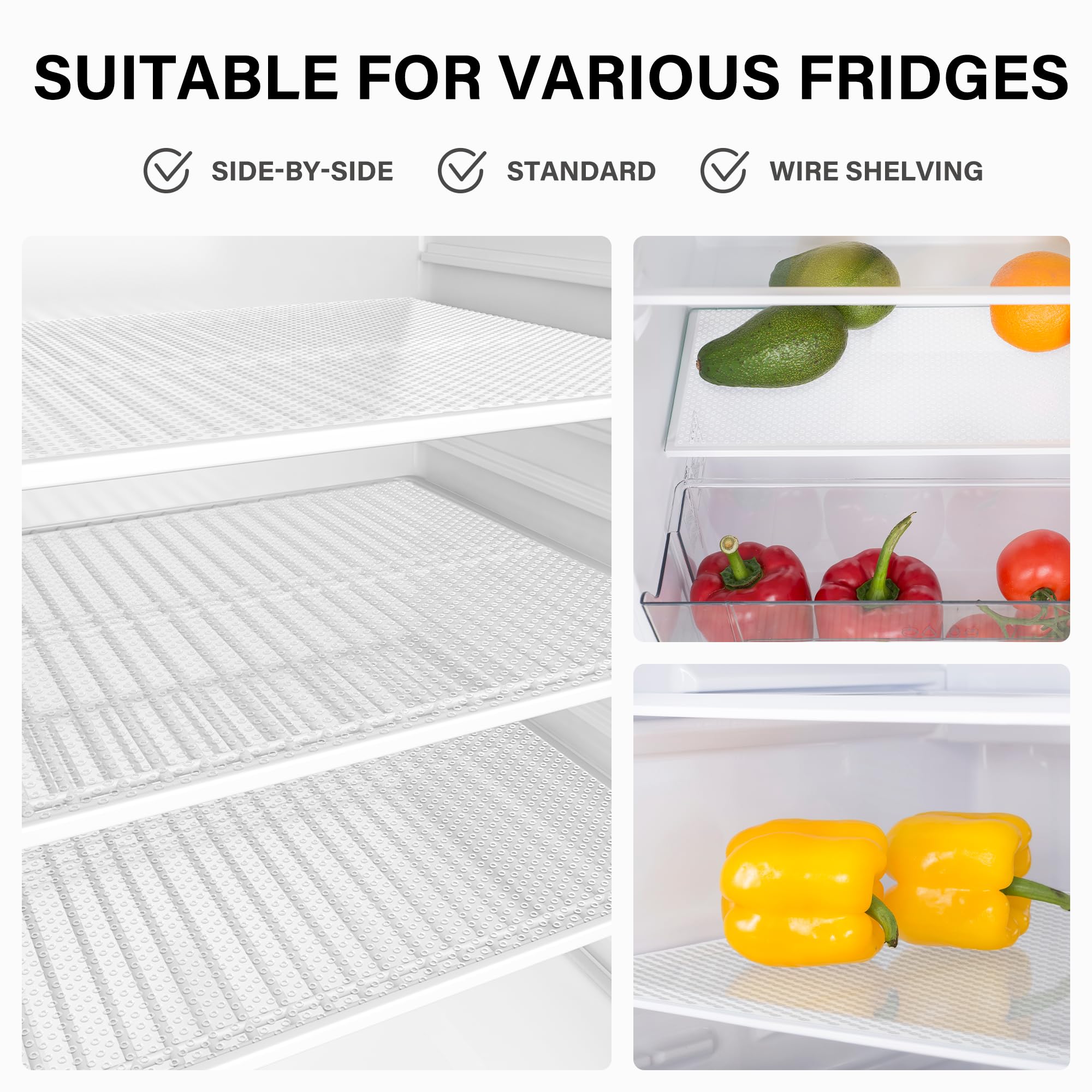 12 Pcs Refrigerator Mats, Refrigerator Liners for Glass Shelves Washable and Cuttable, Fridge Liners for Cabinets and Drawer Cover Mats Kitchen Gadgets Accessories Organization (Clear)