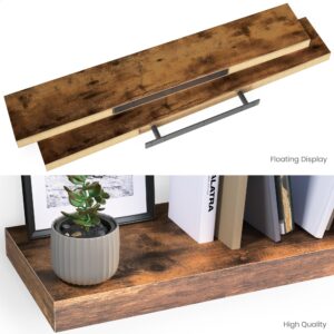 Ballucci Floating Shelves, 36" Wood Wall Shelf Set of 2, with Invisible Brackets for Bathroom, Living Room, Bedroom, Kitchen, Nursery, 6" Deep, Rustic Brown