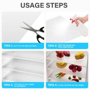 12 Pcs Refrigerator Mats, Refrigerator Liners for Glass Shelves Washable and Cuttable, Fridge Liners for Cabinets and Drawer Cover Mats Kitchen Gadgets Accessories Organization (Clear)