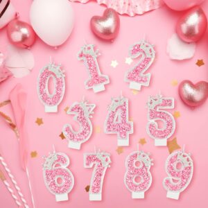 DAJISI 2.95 Inch Birthday Candle for Cake, Pink Birthday Candles Number Candles for Birthday Cakes with Crown Large Sparkler Candles for Cake Topper Decoration (Pink Crown 5)