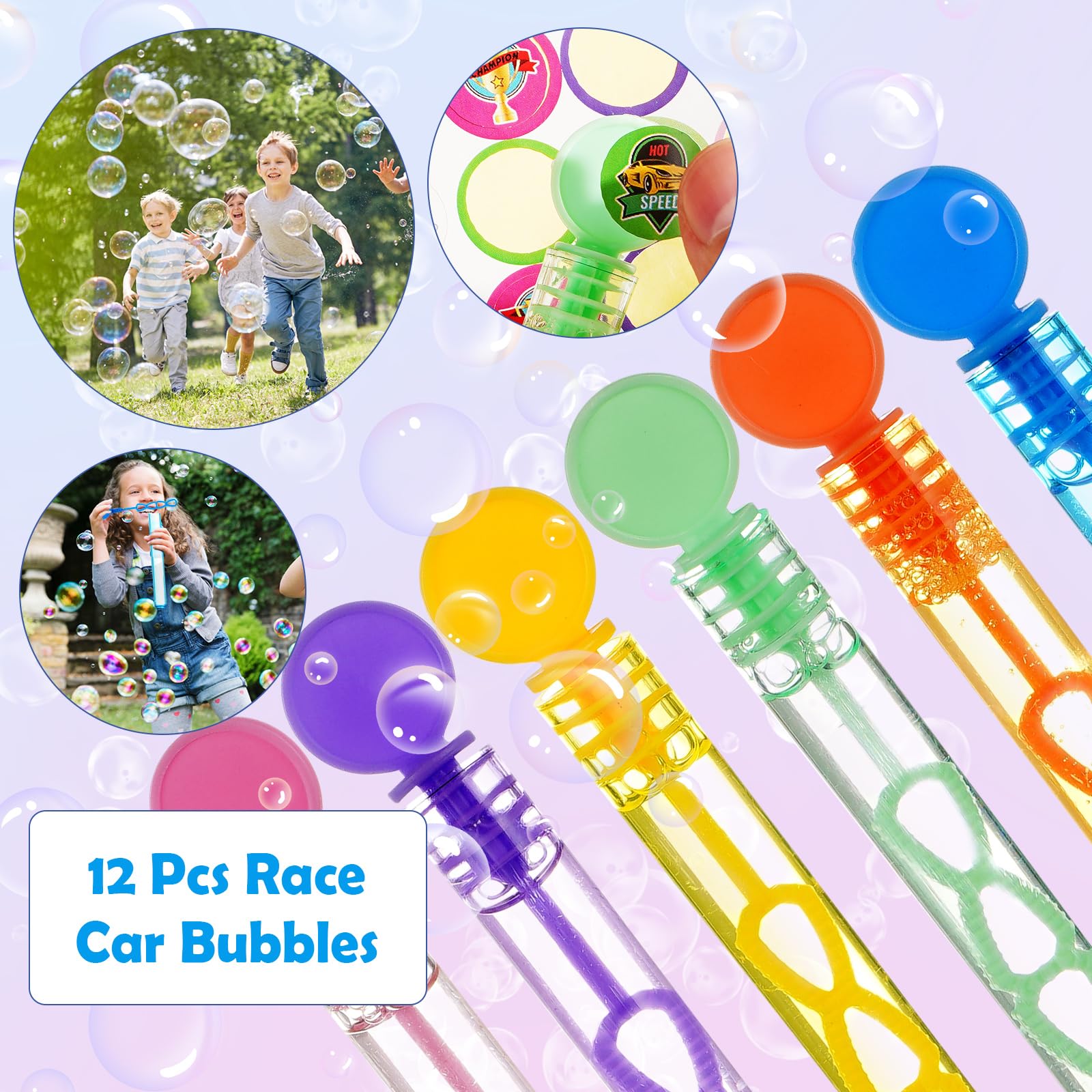 Vanblue 110Pcs Race Car Party Favors Race Car Birthday Party Supplies Straw Bubble Slap Bracelet DIY Sticker Toy Gift Boy Kid Treat Candy Bags Stuffers Themed birthday Decorations Classroom Reward