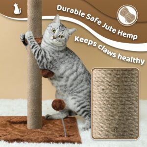 34'' Tall Palm Cat Tree, Cat Scratching Post, Kitten Cat Scratch Cute Scratcher for Indoor Cats with Hanging Dangling Toy Balls for Large Cats and Kittens, Brown