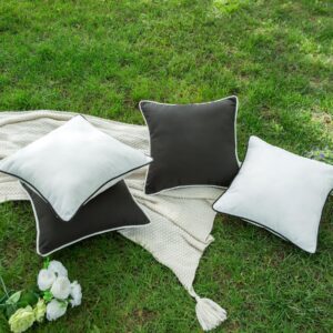 LIGICKY Pack of 2 Outdoor Waterproof Throw Pillow Covers Decorative Black and White Square Pillows Cushion Case Outside Pillowcase for Patio Couch Tent Sunbrella (18x18 inch)