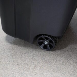 CJLXL 32 Gallon Wheeled Heavy Duty Plastic Garbage Can, Attached Lid, Black