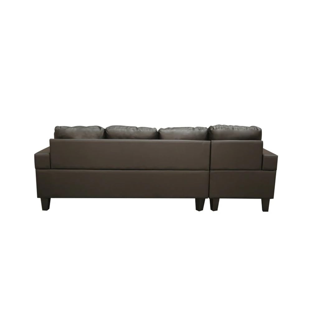 FANCUF Sectional Sofa Set for Living Room with L Shape Chaise Lounge,Cup Holder and Left Or Right Hand Chaise 4 Seat Black PU