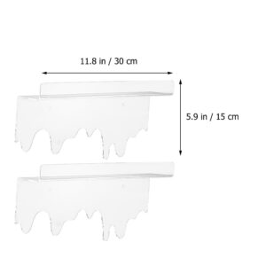 Cabilock 2pcs Acrylic Floating Shelves, Wall Mounted Bookshelf Cosmetic Rack Transparent Hanging Shelves Small Clear Shelf Goblincore Room Decor for Bedroom Living Room Bathroom Office