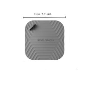 hobbyme 2Pcs Multipurpose Shower Drain Cover,Square Silicone Floor Drain Cover Bathtub Stopper,Easy to Clean,Durable Drain Plug Cover for Bathroom Kitchen Sink(Grey)