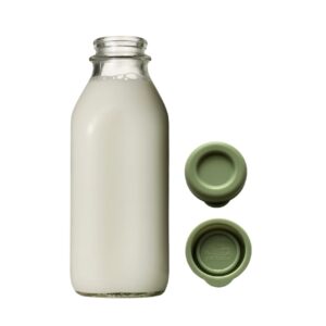 Jartastix Silicone Replacement Caps | 48mm Diameter Bottle Lids That Fit Perfectly Stanpac & Libbey Milk Glass Bottles | Reusable, Long-Lasting and Easy to Clean Bottle Caps (Green, 2 Pack)