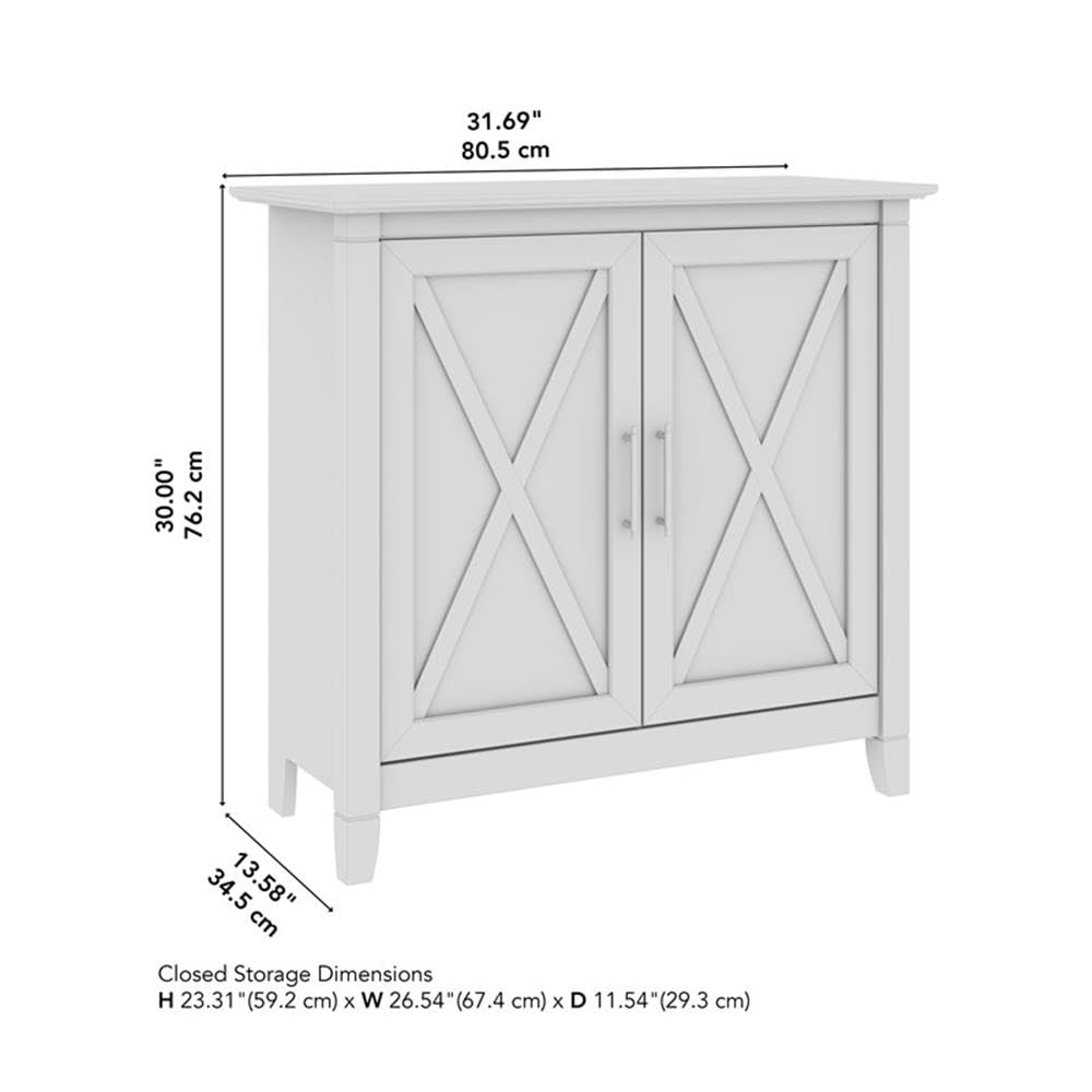 Bush Furniture Key West Small Storage Cabinet with Doors and Shelves in Washed Gray, 2 Door Accent Chest for Home Office, Living Room, Entryway