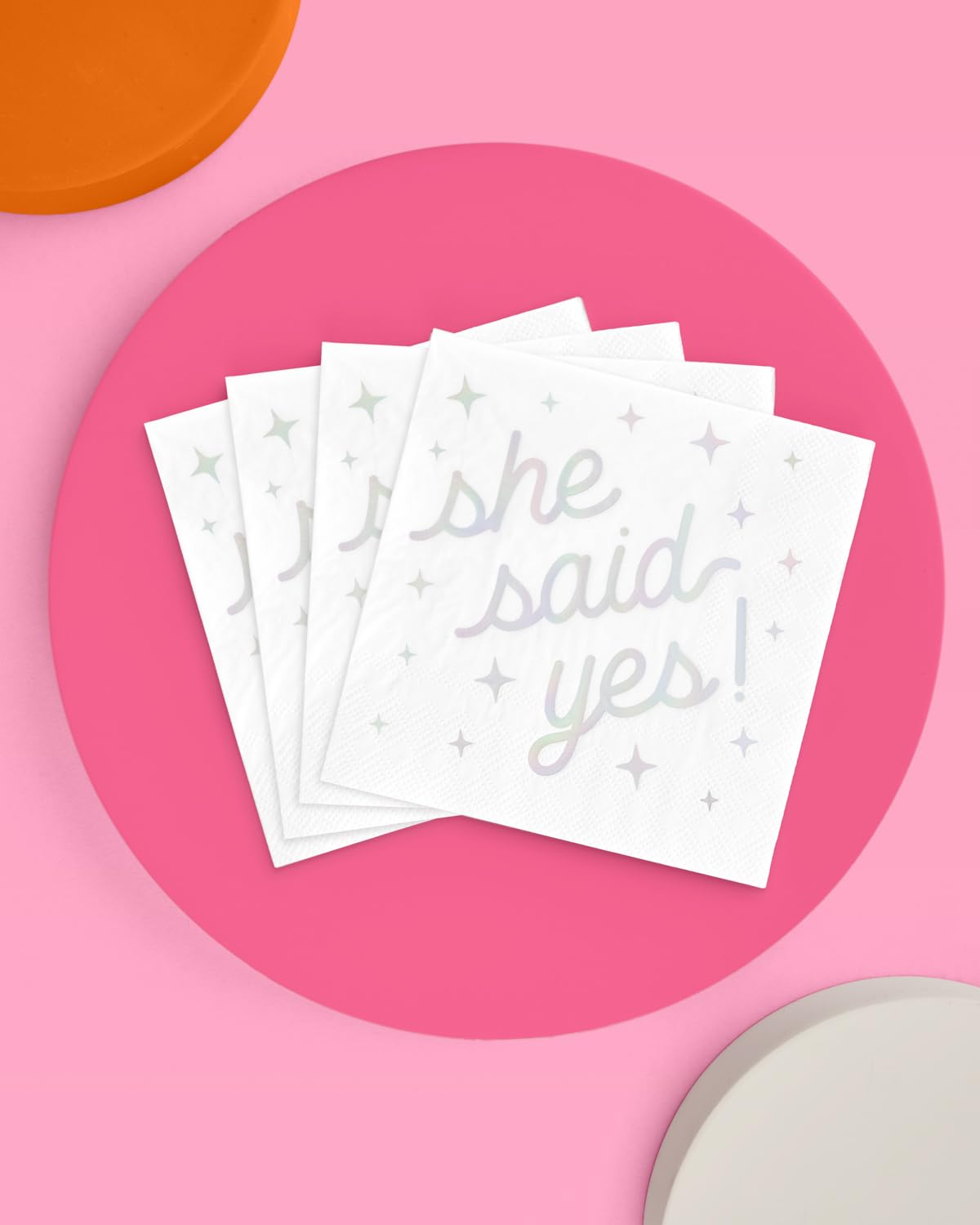 xo, Fetti She Said Yes Napkins - 3-ply, 25 pcs | White Bachelorette Decorations, Engagement Theme Party, Bridal Shower Tablescape, Cute Proposal Dinner Decor