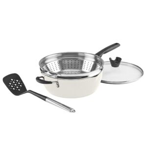 Cuisinart Preferred Pan 4-Pc Set - Crème de la Creme (4.5 Qt. Multi-Purpose Pan w/Cover, Steamer, Slotted Turner)