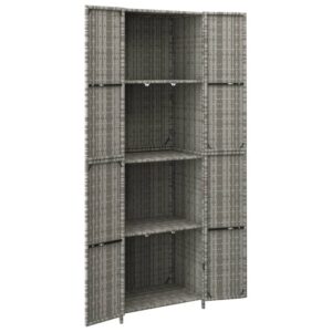 loibinfen Poly Rattan Garden Storage Cabinet, Patio Storage Cabinet, Outdoor Patio Wicker Storage Unit for Outdoor Cushions, Pool Tools and Garden Tools, Gray 23.2"x15.7"x70.9" Poly Rattan