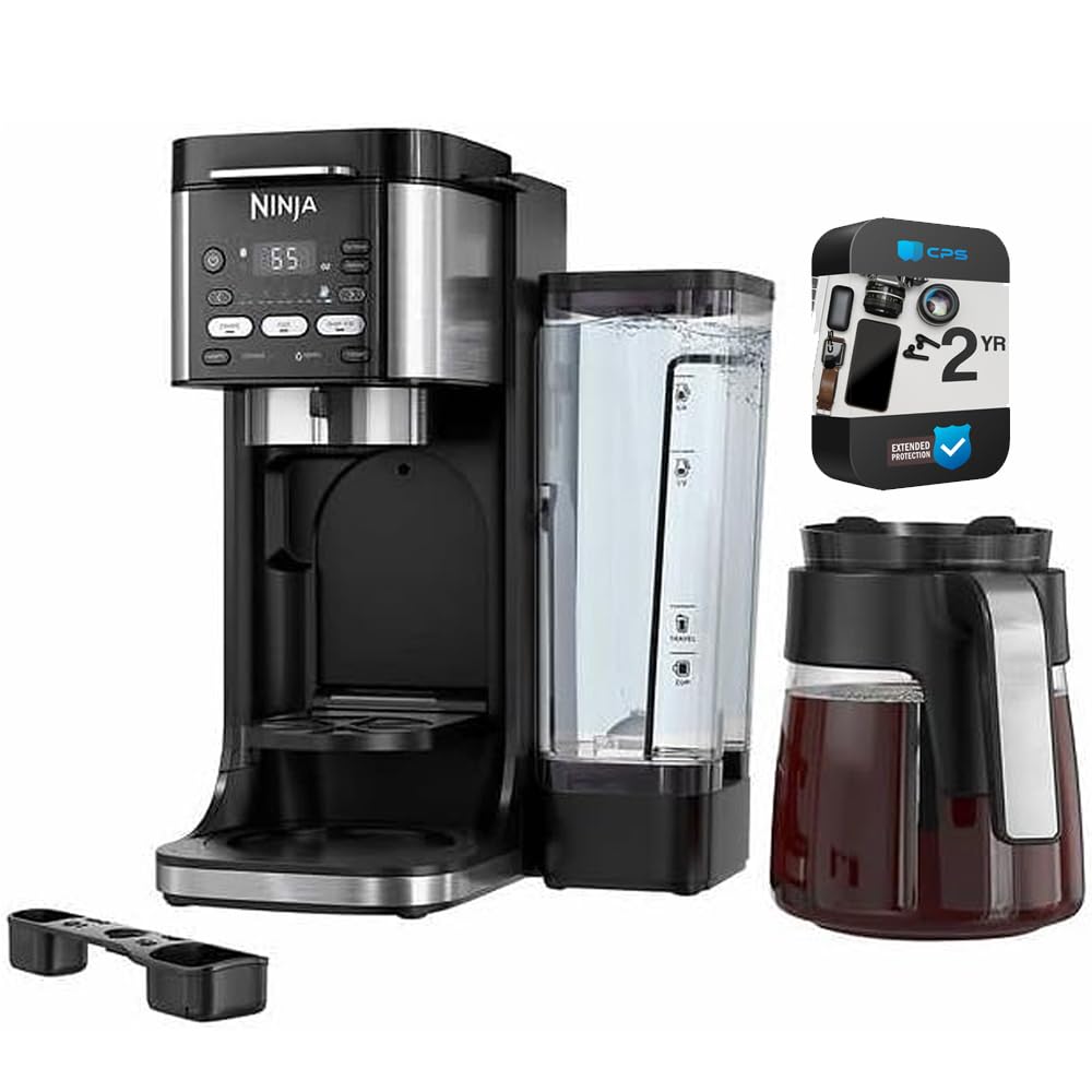 Ninja CFP105 DualBrew Hot & Iced Coffee Maker Black (Renewed) Bundle with 2 YR CPS Enhanced Protection Pack