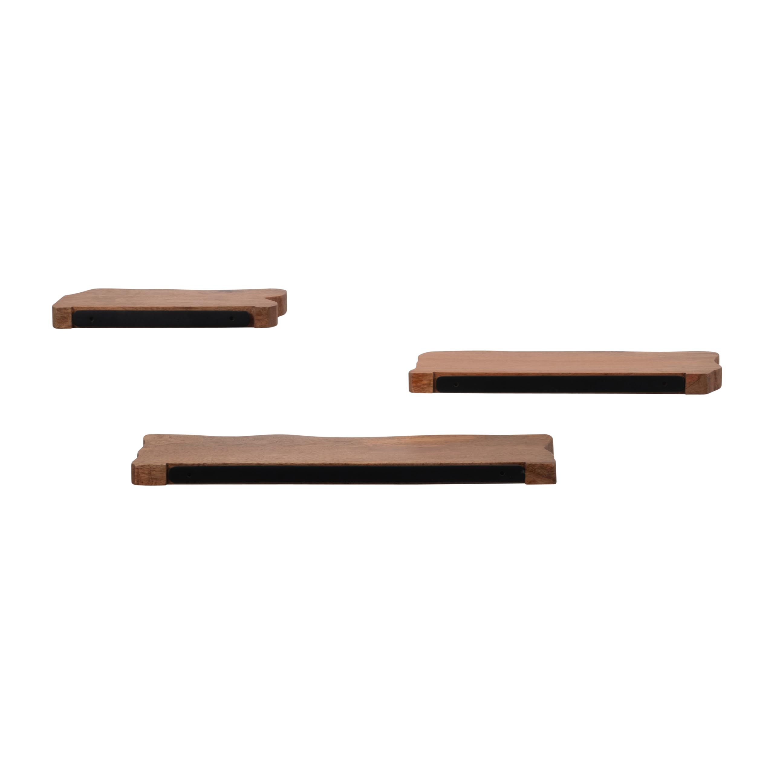 Sagebrook Home Natural Neutral Set of 3 Mange Wood Brown Floating Shelves - 18" x 6" x 1"