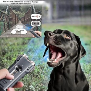 RC Ultrasonic Bark Deterrent |Anti-bark Training Device and Corrector Behavioral |Stop Bad Behavior with LED Lights |1-Year Warranty (Charcoal, New Upgraded)-(6M - 8Years)