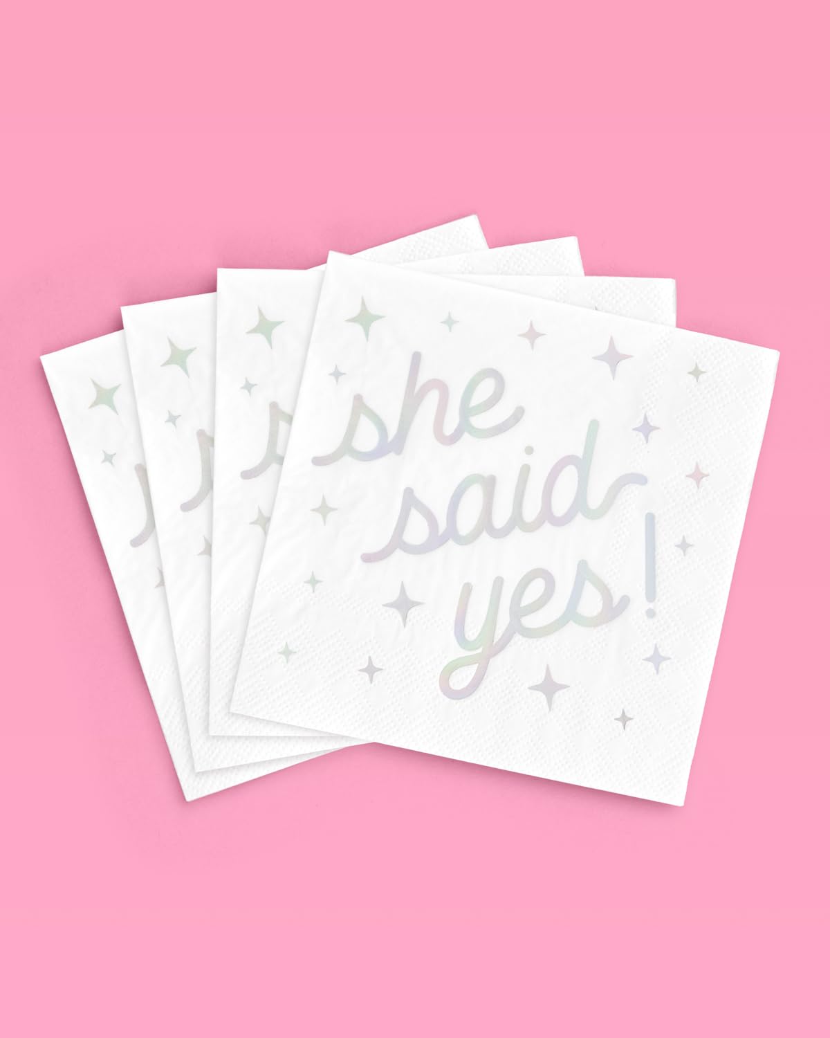 xo, Fetti She Said Yes Napkins - 3-ply, 25 pcs | White Bachelorette Decorations, Engagement Theme Party, Bridal Shower Tablescape, Cute Proposal Dinner Decor