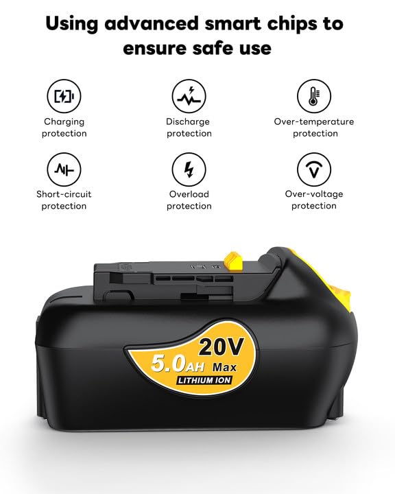 EpicSeren 20v Max Battery 5. 0A Replacement for Dewalt Battery 4Pack, Baterias Compatible with All Dewalt 20v Cordless Power Tool.