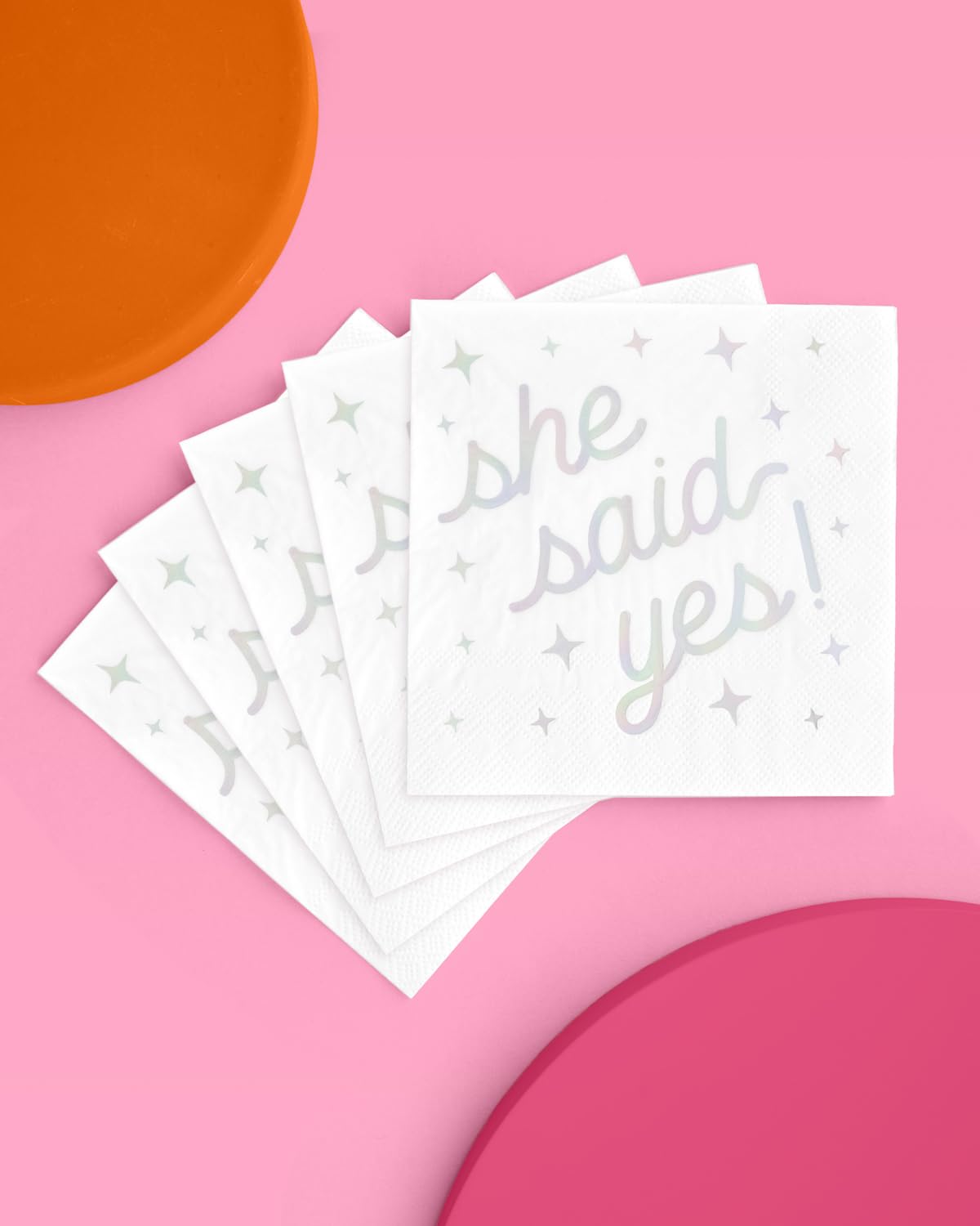 xo, Fetti She Said Yes Napkins - 3-ply, 25 pcs | White Bachelorette Decorations, Engagement Theme Party, Bridal Shower Tablescape, Cute Proposal Dinner Decor