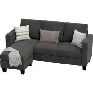 fancuf sofa with linen fabric sectional sofa couch movable small couch for small apartments living room home, as show