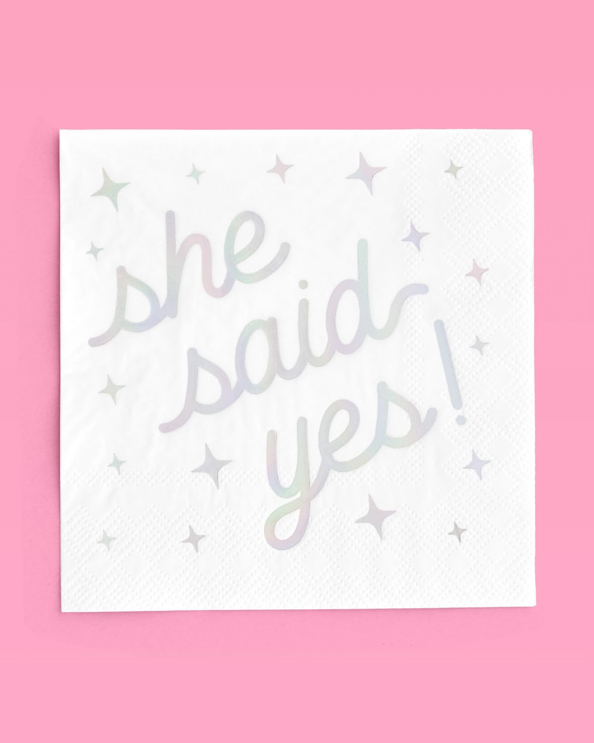 xo, Fetti She Said Yes Napkins - 3-ply, 25 pcs | White Bachelorette Decorations, Engagement Theme Party, Bridal Shower Tablescape, Cute Proposal Dinner Decor