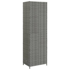 loibinfen Poly Rattan Garden Storage Cabinet, Patio Storage Cabinet, Outdoor Patio Wicker Storage Unit for Outdoor Cushions, Pool Tools and Garden Tools, Gray 23.2"x15.7"x70.9" Poly Rattan