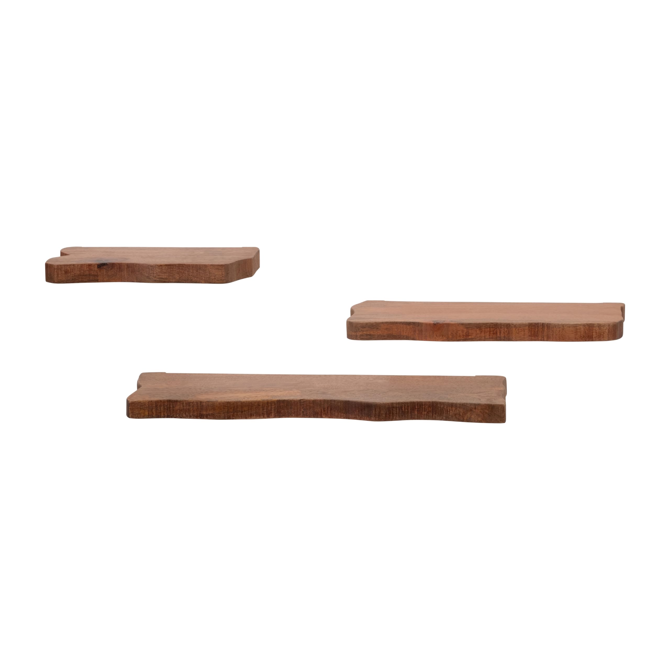 Sagebrook Home Natural Neutral Set of 3 Mange Wood Brown Floating Shelves - 18" x 6" x 1"