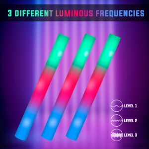 SHQDD 42PCS Foam Glow Sticks Bulk,New Year Party Favors with 3 Modes Colorful Flashing, Glow Sticks Party Pack, Glow in Dark Party Supplies for Wedding, Raves, Concert, Halloween, New Year Party Party