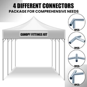 Blulu 12 Pieces 8 Leg Style Canopy Fittings Kit Low Peak Shed Frame Kit Canopy Frame Only Metal Garage Kit for 1 3/8-inch Top Rail Flower Stands and Greenhouse Frames Awnings