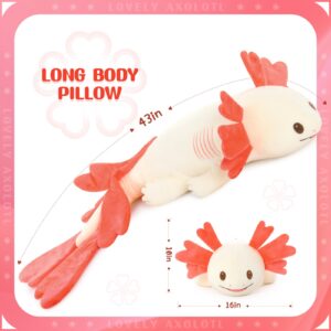 MaoGoLan Large Axolotl Plush Stuffed Animal,Big Axolotl Plush Pillow Toy,Giant Stuffed Axolotl Body Pillow for Holiday Birthday Christmas Day Gift Pink