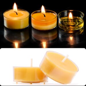 JONERAY 16 Packs Beeswax Tealight Candles,4 Hour Extended Burn Time,Natural Unscented Beeswax Candles in Clear Cup for Home Decoration