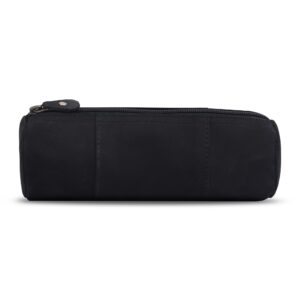 The Antiq Leather Pencil Case, Makeup Pouch, Zipper Pouch for Daily Essentials, Storage Organizer, Cosmetics and Stationary Bag (Black, 8 * 2.5 Inches)