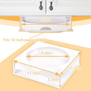 Aucuqu 10-inch Paper Plate Dispenser, Under Cabinet Plastic Dish Holder | Lightweight& Sturdy - White