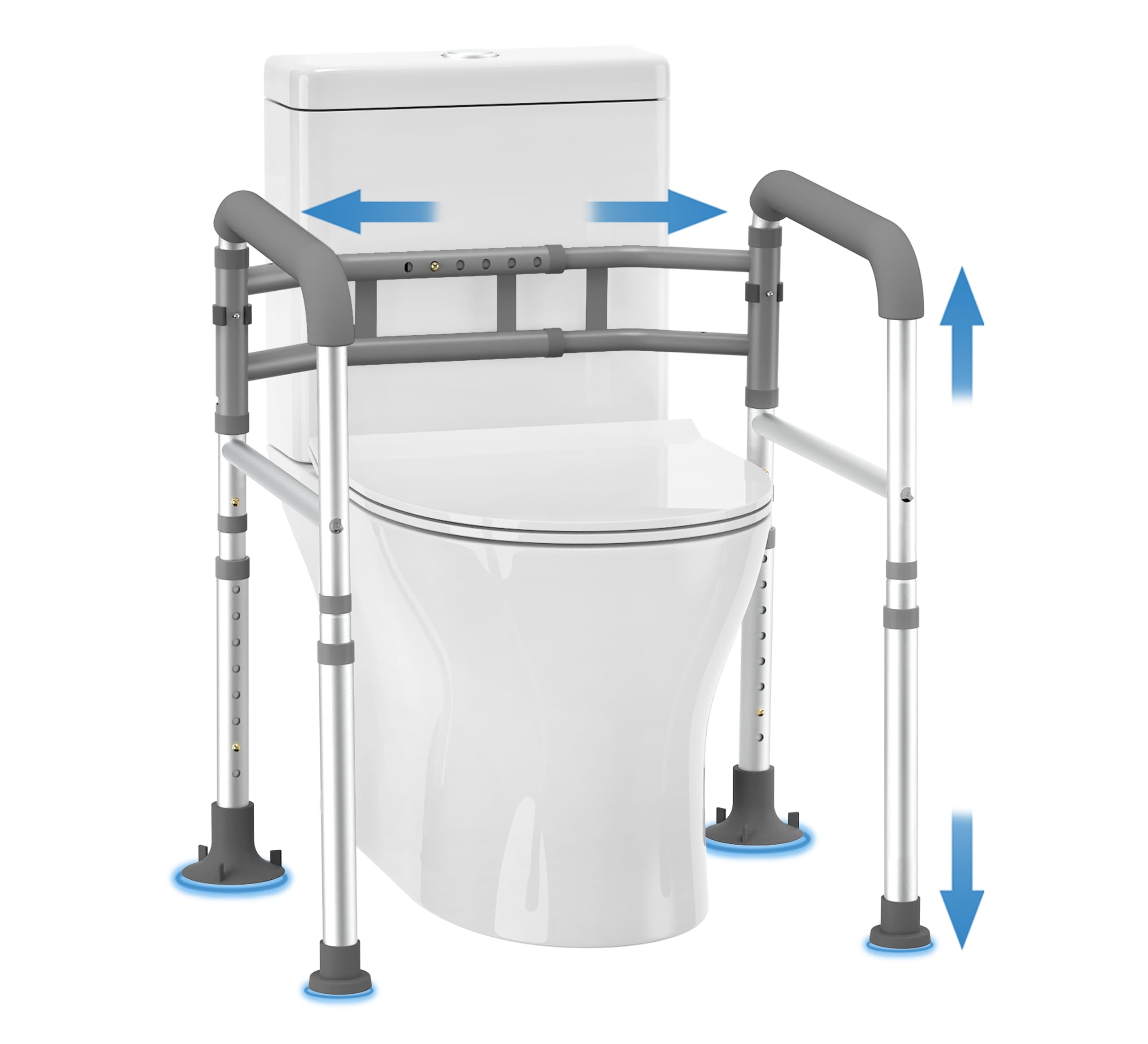 Delog Toilet Safety Rails 350 lb - Adjustable Toilet Safety Frame & Rails, Toilet Safety Rail for Elderly Adults, Toilet Handles for Seniors, Toilet Bars for Elderly & Handicap